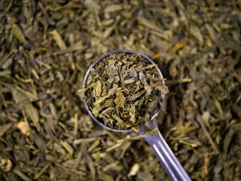 Japanese Cherry Green Tea in a spoon